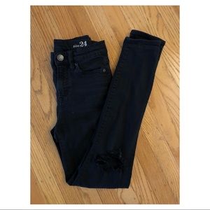 J.Crew Lookout High-Rise Destroyed Black Denim 24